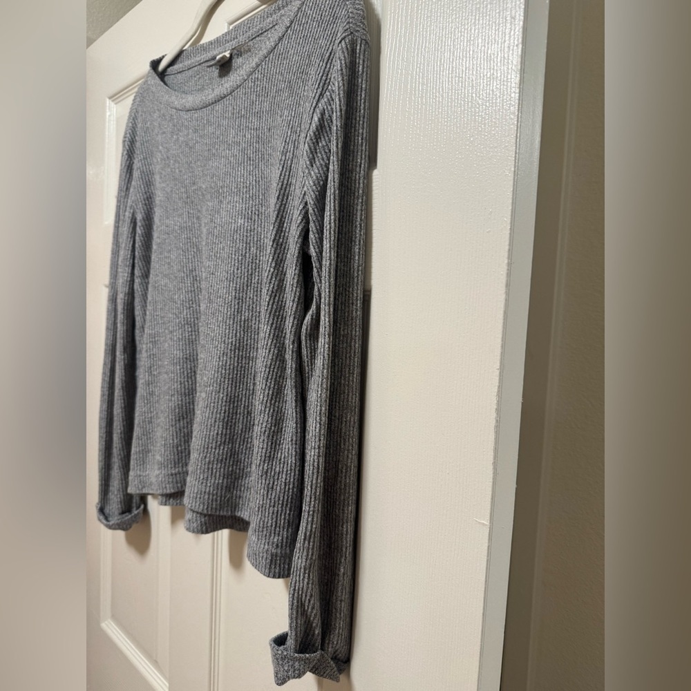 Roxy Gray Ribbed Women's long sleeve - Picture 3 of 8